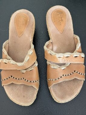 Tan Leather Slip-On Sandals